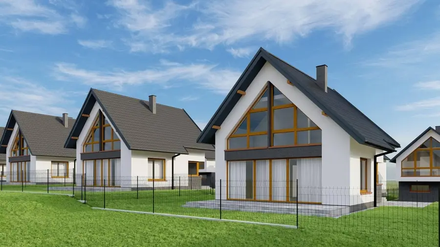 Wizualizacja osiedla 28 domów na spadku w Dojazdowie