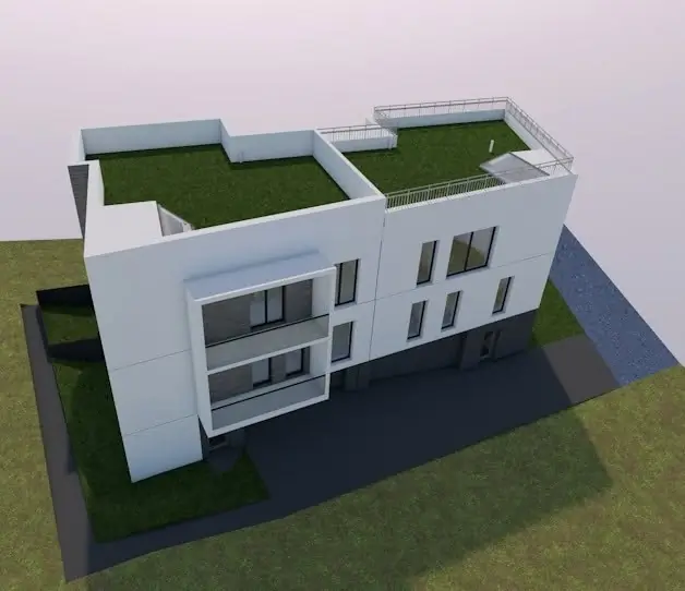 Wizualizacja budynku z czterema apartamentami przy ul. Gałczyńskiego w Krakowie